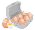 Chicken eggs. Brown eggs in paper box illustration
