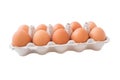 Chicken eggs in carton box isolated on white background Royalty Free Stock Photo