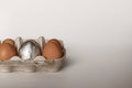 Chicken eggs in a container with room for text Royalty Free Stock Photo