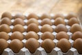 Chicken eggs in egg carton box, close-up for raw concept Royalty Free Stock Photo