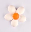 Chicken eggs and half broken egg Royalty Free Stock Photo