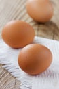 Chicken eggs on old table Royalty Free Stock Photo