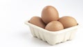Chicken eggs, packaged, eggs placed on a white background, eggs outside the package