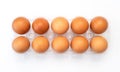 Chicken eggs in plastic package on white. Royalty Free Stock Photo