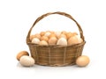 Chicken eggs in rattan basket