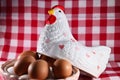 chicken with eggs and spoon Royalty Free Stock Photo