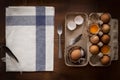 Chicken eggs still life rustic with food stylish Royalty Free Stock Photo