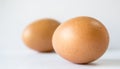 Chicken eggs on white background,healthy food a lot of vitamin and good cholesterol,HDL,Still-life concept.