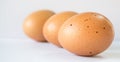 Chicken eggs on white background,healthy food a lot of vitamin and good cholesterol,HDL,Still-life concept.