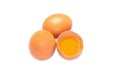 Chicken eggs on a white background. Eggs are a healthy product rich in calcium.