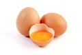 Chicken eggs on white isolated background