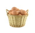 Chicken eggs in wicker basket isolated Royalty Free Stock Photo
