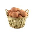 Chicken eggs in wicker basket isolated Royalty Free Stock Photo