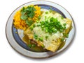 Chicken Enchiladas with Green-Sauce and Rice Royalty Free Stock Photo