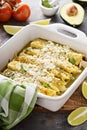 Chicken enchiladas in a casserole dish Royalty Free Stock Photo
