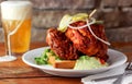 Chicken Entree with Beer Royalty Free Stock Photo