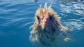 Chicken Swimming In Azure Waters: A Delightful Summer Scene Royalty Free Stock Photo