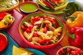 Chicken fajitas mexican guacamole pico gallo chili Royalty Free Stock Photo