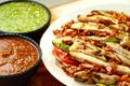 Chicken fajitas with sauces Royalty Free Stock Photo