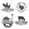 Chicken Farm Badge or Label. Vector illustration.