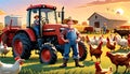 Chicken farm chickens livestock feeding red tractor help