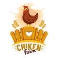 Chicken farm label, farmer organic product market