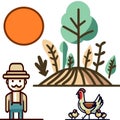 Chicken farmer agroforestry vector graphics