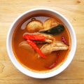 Chicken feet Curry spicy for Rice noodles,  Popular Thai food, Asian meal traditional style, top view Royalty Free Stock Photo