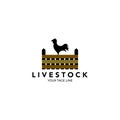 chicken fence line art minimalist logo vector illustration design Royalty Free Stock Photo