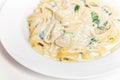 Chicken fettuccine alfredo with spinach Royalty Free Stock Photo