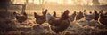 Chicken in the Field at Dawn Royalty Free Stock Photo