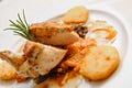 Chicken filet with rosmarin, dinner, wine