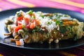 Chicken Filled Green Enchiladas, Traditional Mexican Meal Royalty Free Stock Photo