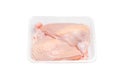 Chicken fillet cut like supreme in plastic packaging for a supermarket