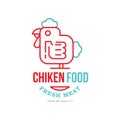 Chicken food logo design, fresh meat premium quality badge for farm products, packaging, shop, restaurant, grill, BBQ