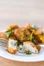 Chicken fried in batter Royalty Free Stock Photo