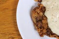 Chicken Fried Steak on White Plate in Texas Cafe Royalty Free Stock Photo