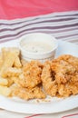 Chicken and fries with sour cream dip Royalty Free Stock Photo