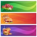 chicken,fries,steaks and burger vector banners set