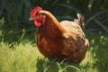 Chicken in grass bright portrait. Generate ai Royalty Free Stock Photo