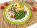 Chicken, green beans and potatoes Royalty Free Stock Photo