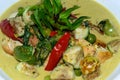 Chicken green curry with eggplant and herb
