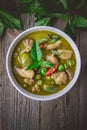 Chicken Green Curry with Ingredients, Thai Cuisine Tradition and
