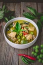 Chicken Green Curry with Ingredients, Thai Cuisine Tradition and Royalty Free Stock Photo