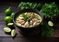 Chicken green curry, Thai food, placed on the table Royalty Free Stock Photo