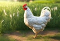 Chicken on green grass