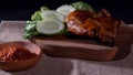 Chicken grill with chili sauce Royalty Free Stock Photo