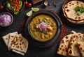 Chicken Haleem served with dried onion and Naan Royalty Free Stock Photo