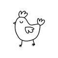 Chicken hand drawn outline doodle icon. Vector sketch illustration for print, web, mobile and infographics Royalty Free Stock Photo