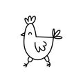 Chicken hand drawn outline doodle icon. Vector sketch illustration for print, web, mobile and infographics Royalty Free Stock Photo